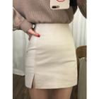 Zip-side Cotton Mini Skirt
