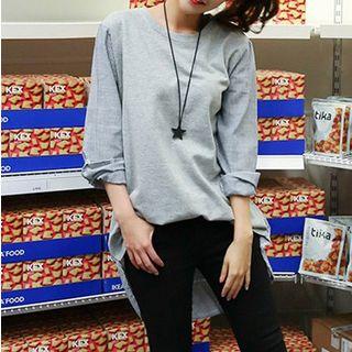 Plain Long Sleeve Round Neck T-shirt