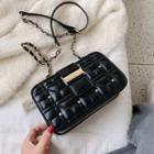 Faux Leather Studded Quilted Crossbody Bag