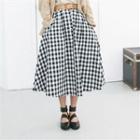 A-line Check Long Skirt Black, White - One Size