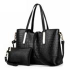 Textured Faux-leather Tote With Pouch