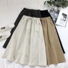 Plain High-waist Lace-up Cargo Skirt