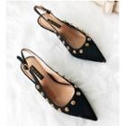 Studded Slingback Pointed Kitten Heel Flats