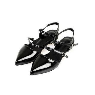 Pointy-toe Strap-detail Flats