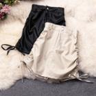 Faux Leather Drawstring Skorts