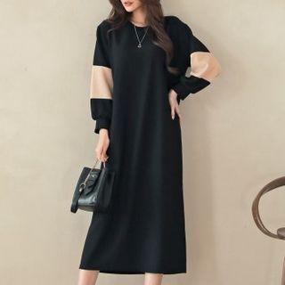 Contrast-panel Midi T-shirt Dress