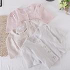 Round-neck Short-sleeve Faux Pearl Top