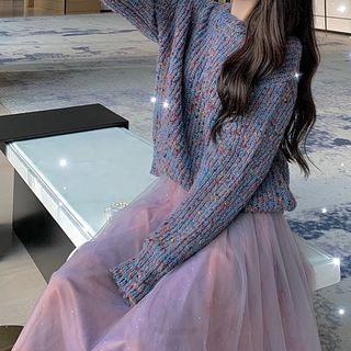 Melange Oversize Sweater As Shown In Figure - One Size