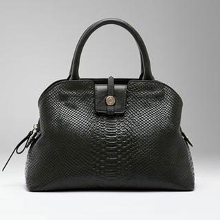 Belted Python-print Satchel