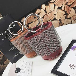 Fringed Metal Ring Handle Handbag