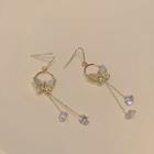 Butterfly Drop Ear Stud 1 Pair - White & Gold - One Size
