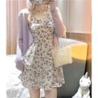 Sleeveless Floral Dress / Cardigan
