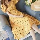 Polka Dot Puff-sleeve A-line Dress