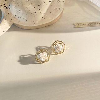 Flower Alloy Earring 1 Pair - Silver Needle - Gold - One Size