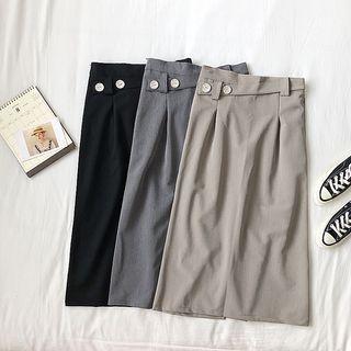 Plain Back Slit Midi Skirt