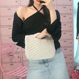 Slit-handle Woven-string Tote