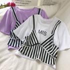 Mock Two Piece Striped Short-sleeve Top