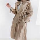 High-neck Trench Coat With Sash