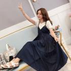 Set: Short-sleeve T-shirt + Tiered Midi Dress