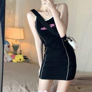 Spaghetti Strap Lettering Mini Dress + Shrug