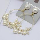 Faux Pearl Geometric Drop Earring 1 Pair - Gold - One Size