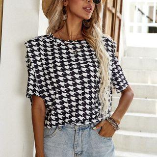 Printed Houndstooth Short-sleeve T-shirt