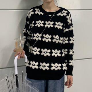 Floral Print Sweater Black - One Size