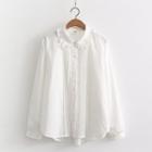 Long-sleeve Pintuck Blouse White - One Size