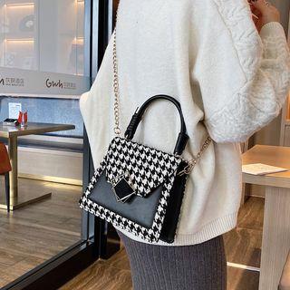 Houndstooth Top Handle Crossbody Bag