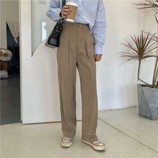 High-waist Ruched Wide-leg Dress Pants