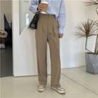 High-waist Ruched Wide-leg Dress Pants