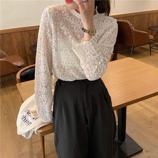 Stand Collar Lace Blouse As Shown In Figure - One Size
