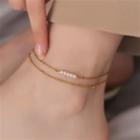 Faux Pearl Layered Alloy Anklet Anklet - Does Not Fade - Gold - One Size