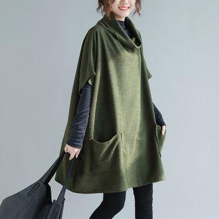 Plain Turtleneck Sleeveless Tunic