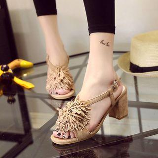 Fringed Chunky-heel Sandals