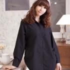 Ruched-side Dual-pocket Long Blouse