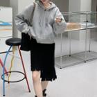 Zip-up Hoodie / Distressed Pencil Skirt