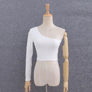 One-sleeve Crop Ribbed Top