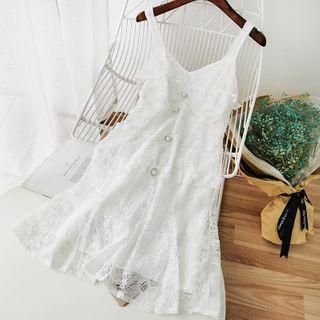 Ruffle-trim Lace Dress