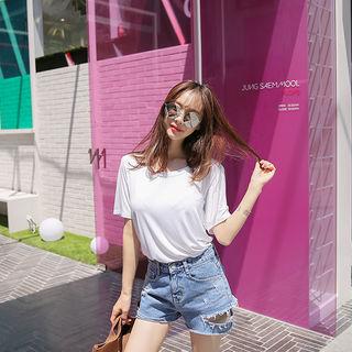 Padded-shoulder T-shirt