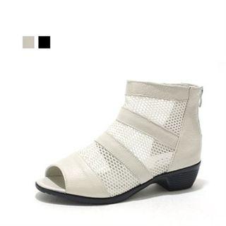 Peep-toe Mesh Mesh Booties