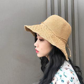 Straw Bucket Hat Camel - M