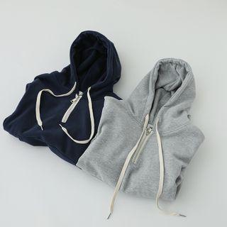 Plain Zip Hooded Oversize Sweatshirt