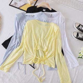 Round-neck Lace-up Strap Long-sleeve Top