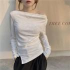 Off-shoulder Asymmetrical Long-sleeve T-shirt