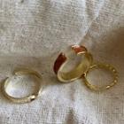 Set Of 3: Open Ring E31 - Set Of 3 - Gold & Brown - One Size