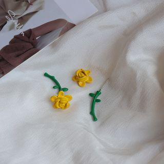 Alloy Flower Through & Through Earring 1 Pair - S925 Silver - Stud Earring - Yellow - One Size