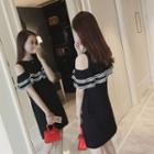 Ruffle Cold Shoulder A-line Dress