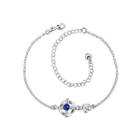 Popular Hollow Blue Cross Anklet With Austrian Element Crystal Silver - One Size