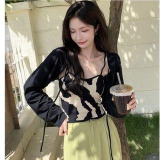 Milk Cow Print Camisole Top / Long-sleeve Shrug